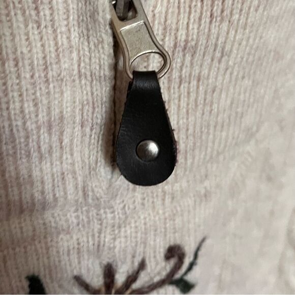 Hammerschmid Wool Pullover Sweater with 1/4 Zip and Embroidery - Size Large - Picture 7 of 10